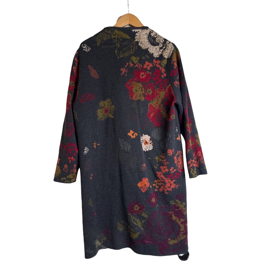 J.Jill Women’s XL Floral Jacquard Knit Button Front Duster Cardigan Boho - Picture 6 of 9